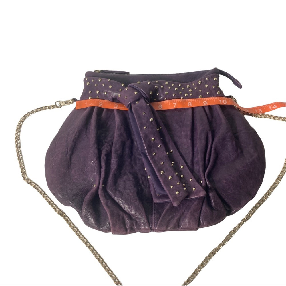 Junior Drake, Karel, Italian Leather, Textured Purple detachable gold tone chain - Picture 15 of 16
